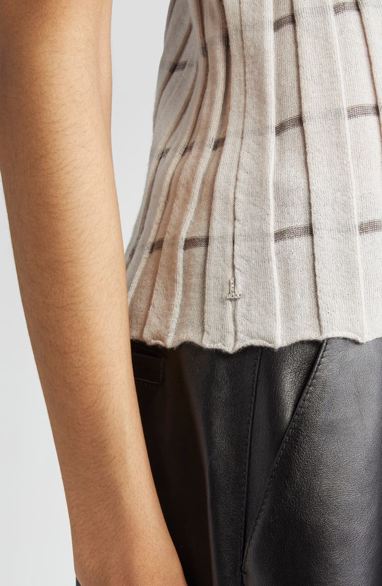 Lafayette 148 New York Plaited Stripe Cashmere Rib Shell, Alternate, color, Pearl Multi