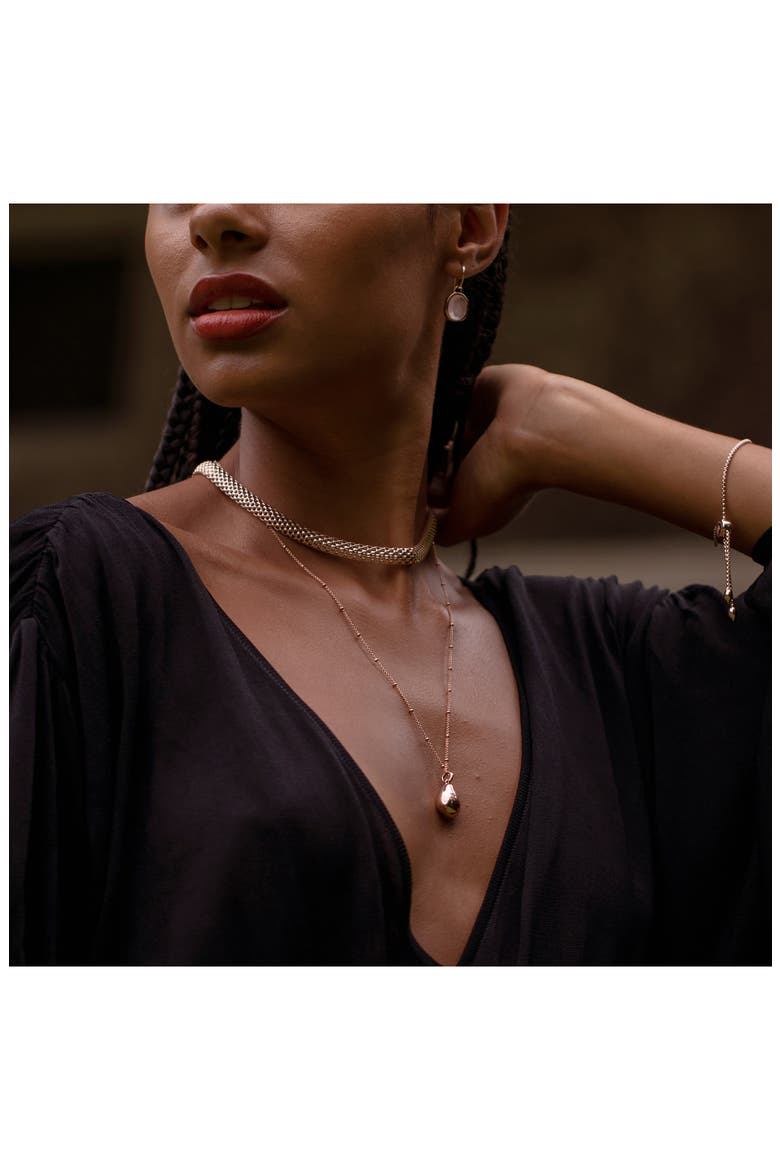 Siren Semiprecious Stone Drop Earrings, Alternate, color, ROSE GOLD/ ROSE QUARTZ