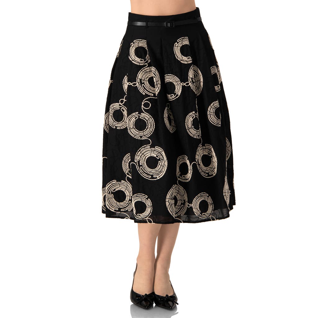 Ivonne Embroidered Midi Skirt With Belt In Multi