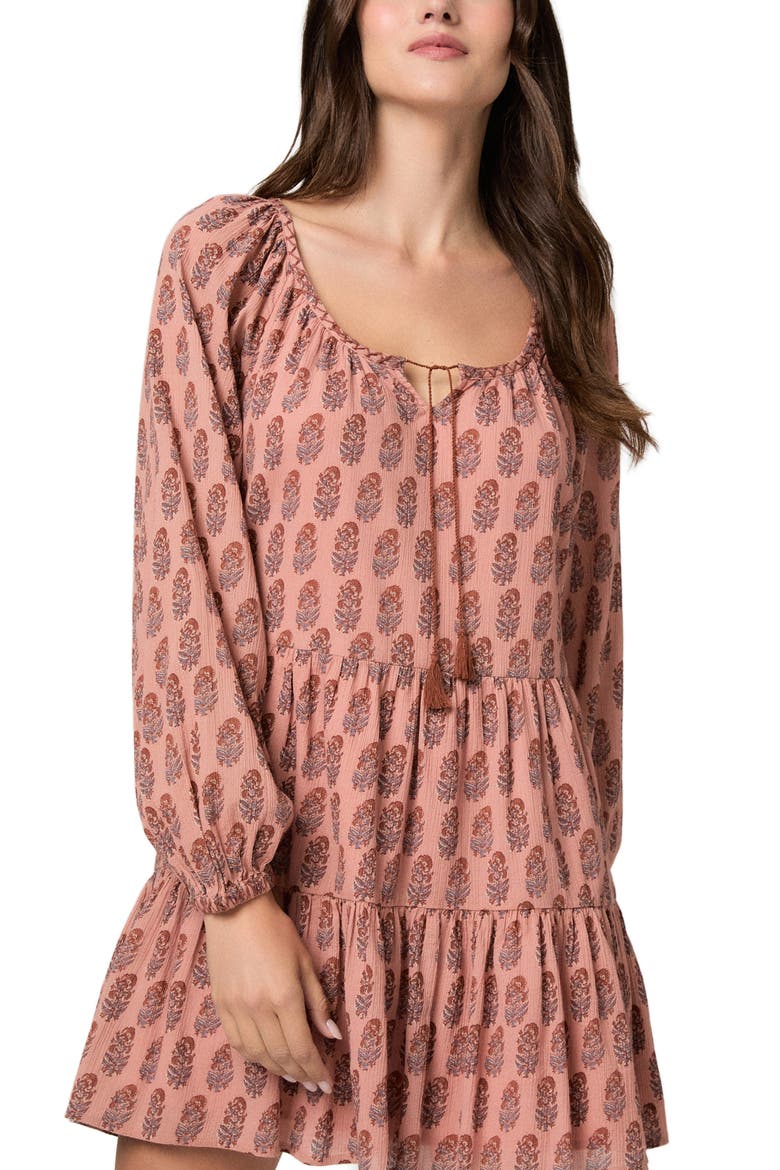 Boardwalk Floral Long Sleeve Cotton Minidress, Alternate, color, SALMON MULTI