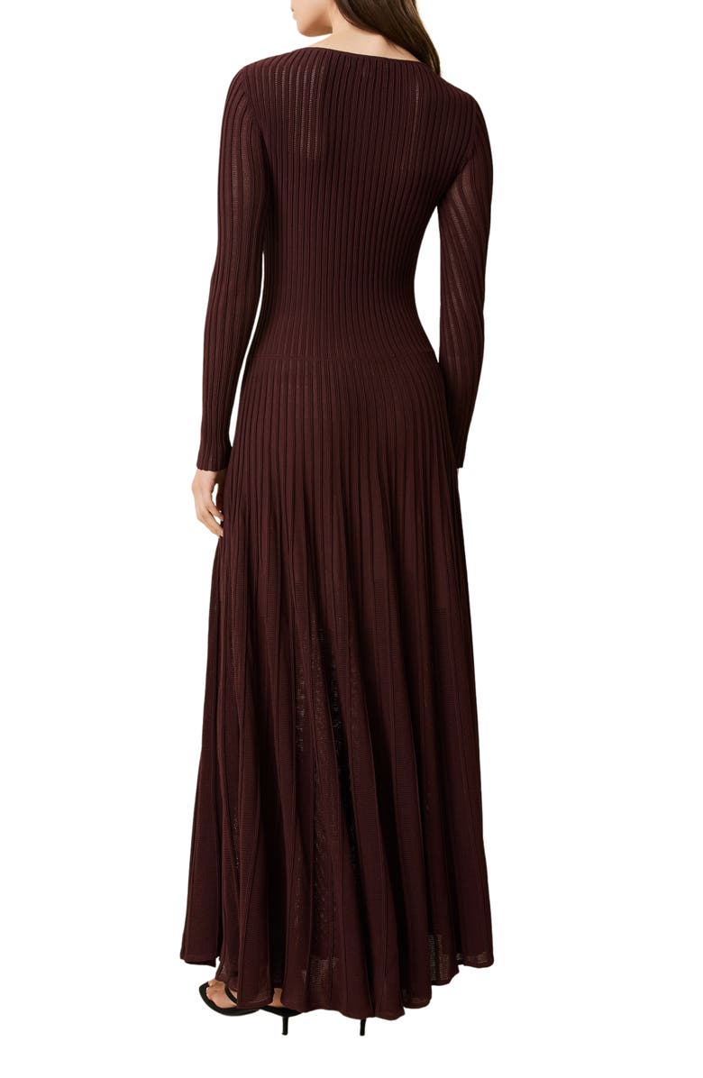 Solid & Striped The Sloane Long Sleeve Pointelle Rib Maxi Sweater Dress, Alternate, color, Raisin Brown