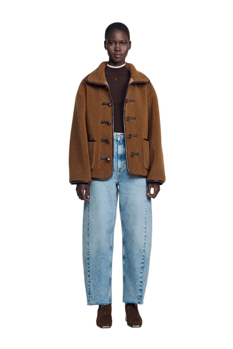 Short faux fur coat, Main, color, Brown