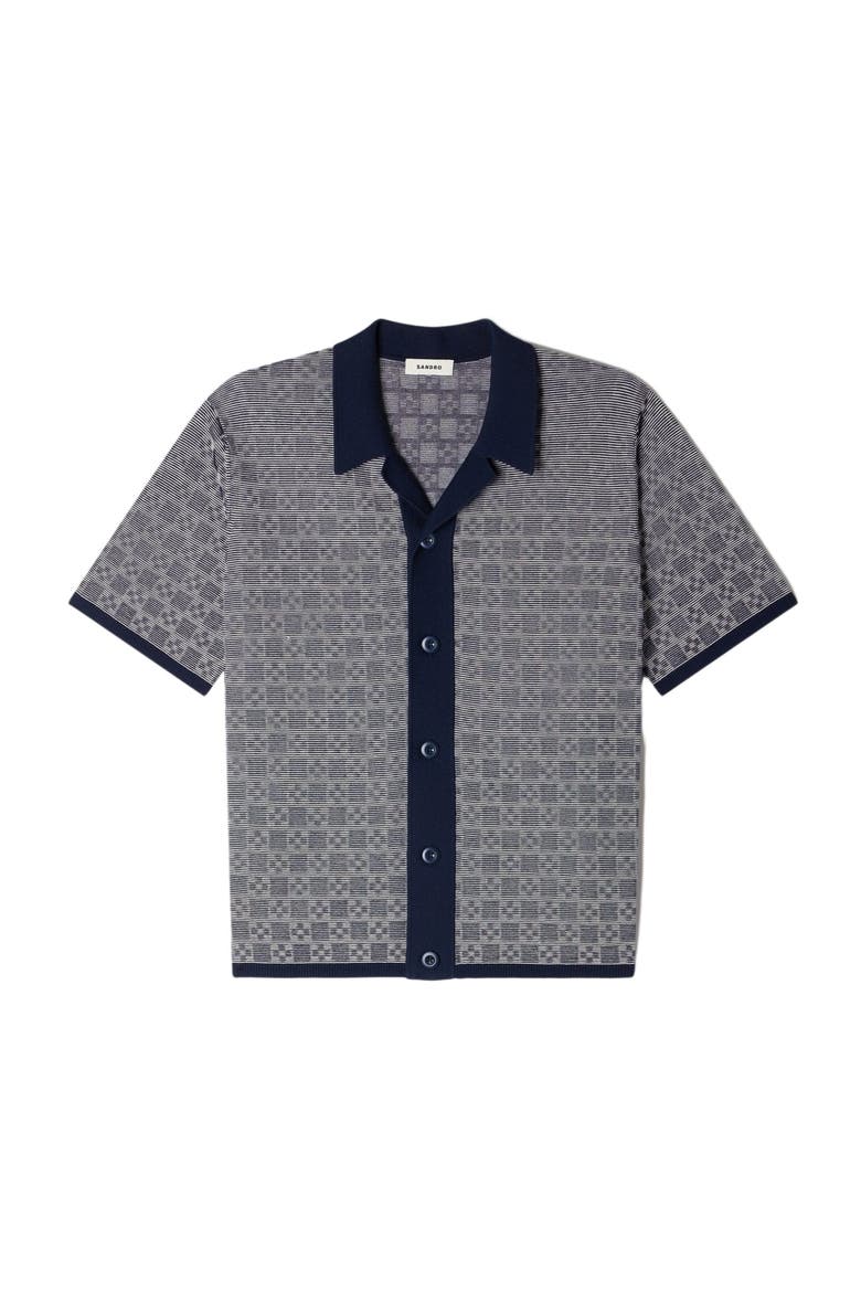 Square Cross jacquard shirt, Alternate, color, Navy blue