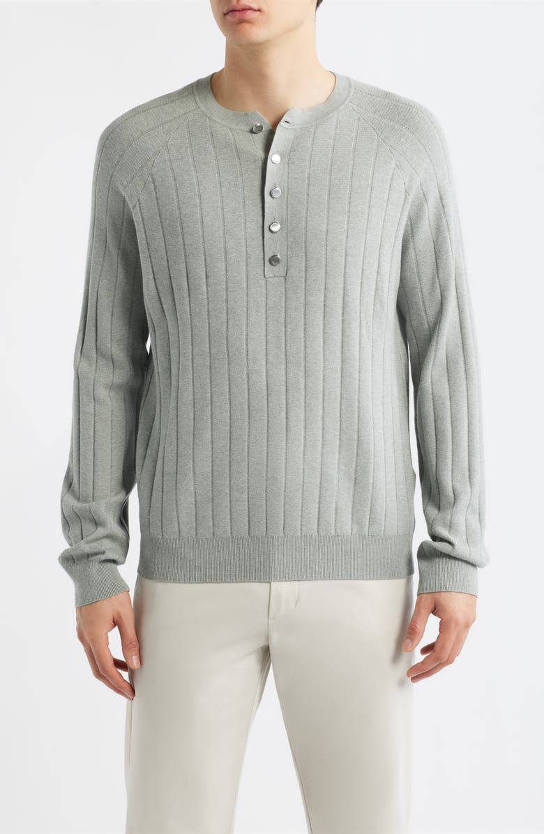 Reiss Andres Ribbed Henley Sweater, Main, color, Sage Green