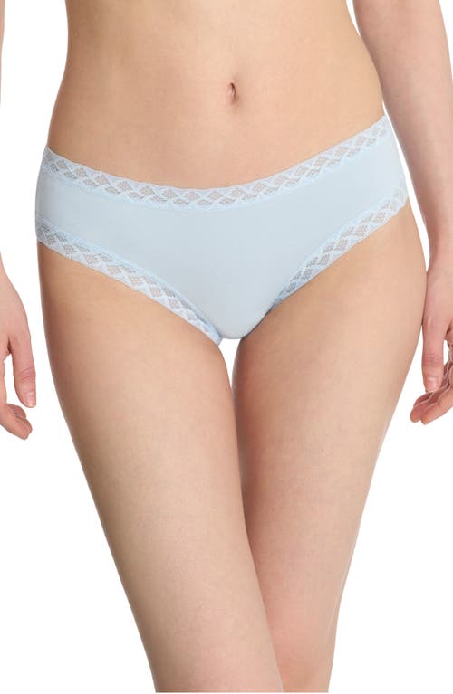 Natori Bliss Lace-trim Cotton Brief Underwear 156058 In Misty Blue