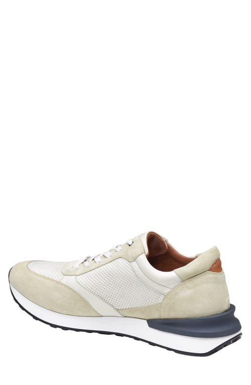 Johnston & Murphy Collection Briggs Perforated Sneaker In White Full Grain/suede