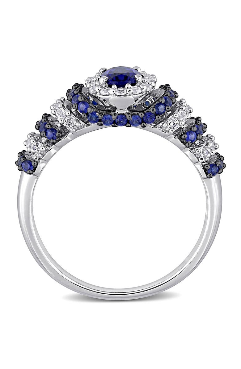 DELMAR Black Rhodium Sterling Silver Created Blue Sapphire & White Sapphire Ring, Alternate, color, 