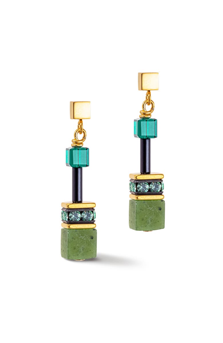 COEUR DE LION Geocube Iconic Precious Earrings, Main, color, Green