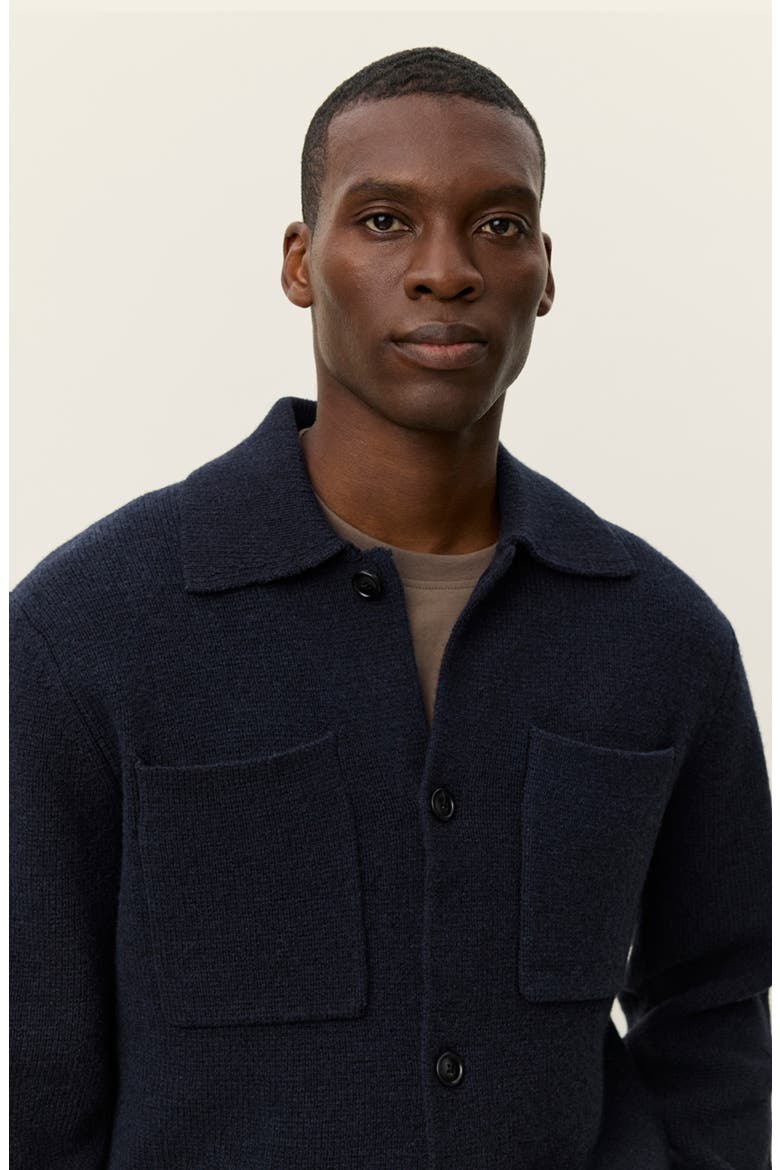 Fischer Wool Milano Knit Overshirt, Alternate, color, DARK NAVY