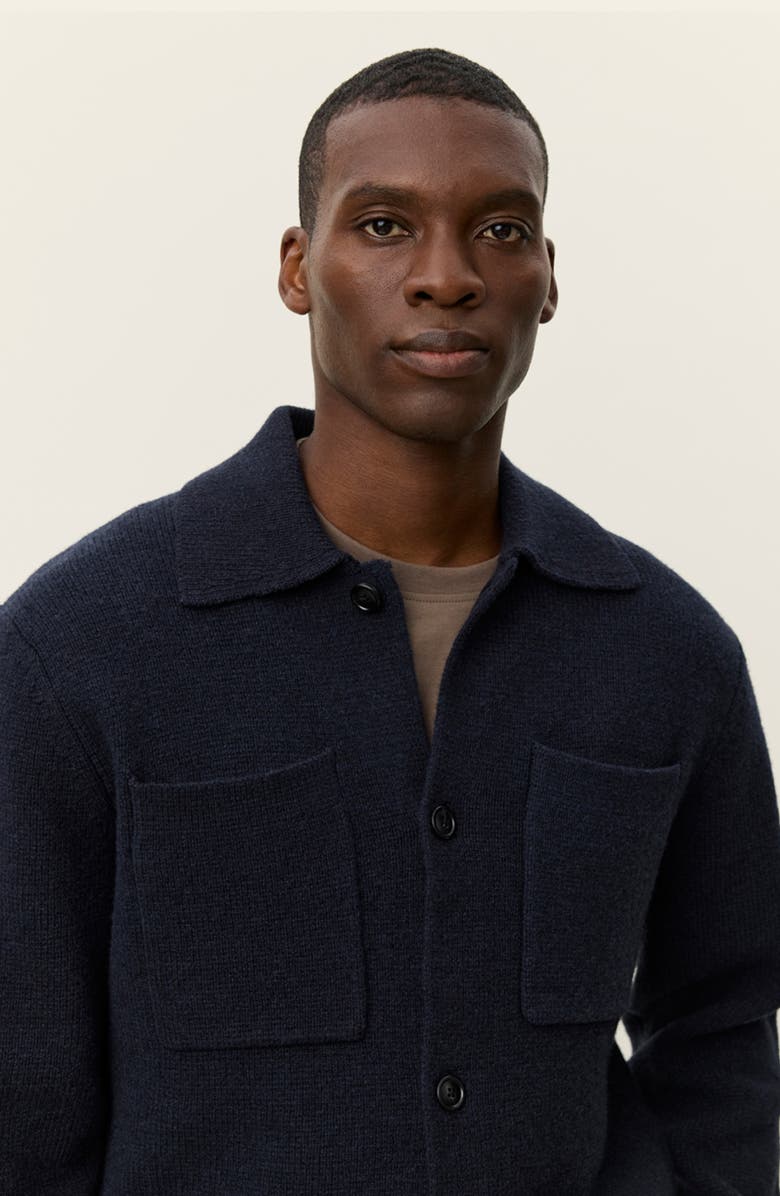 Les Deux Fischer Wool Milano Knit Overshirt, Alternate, color, Dark Navy