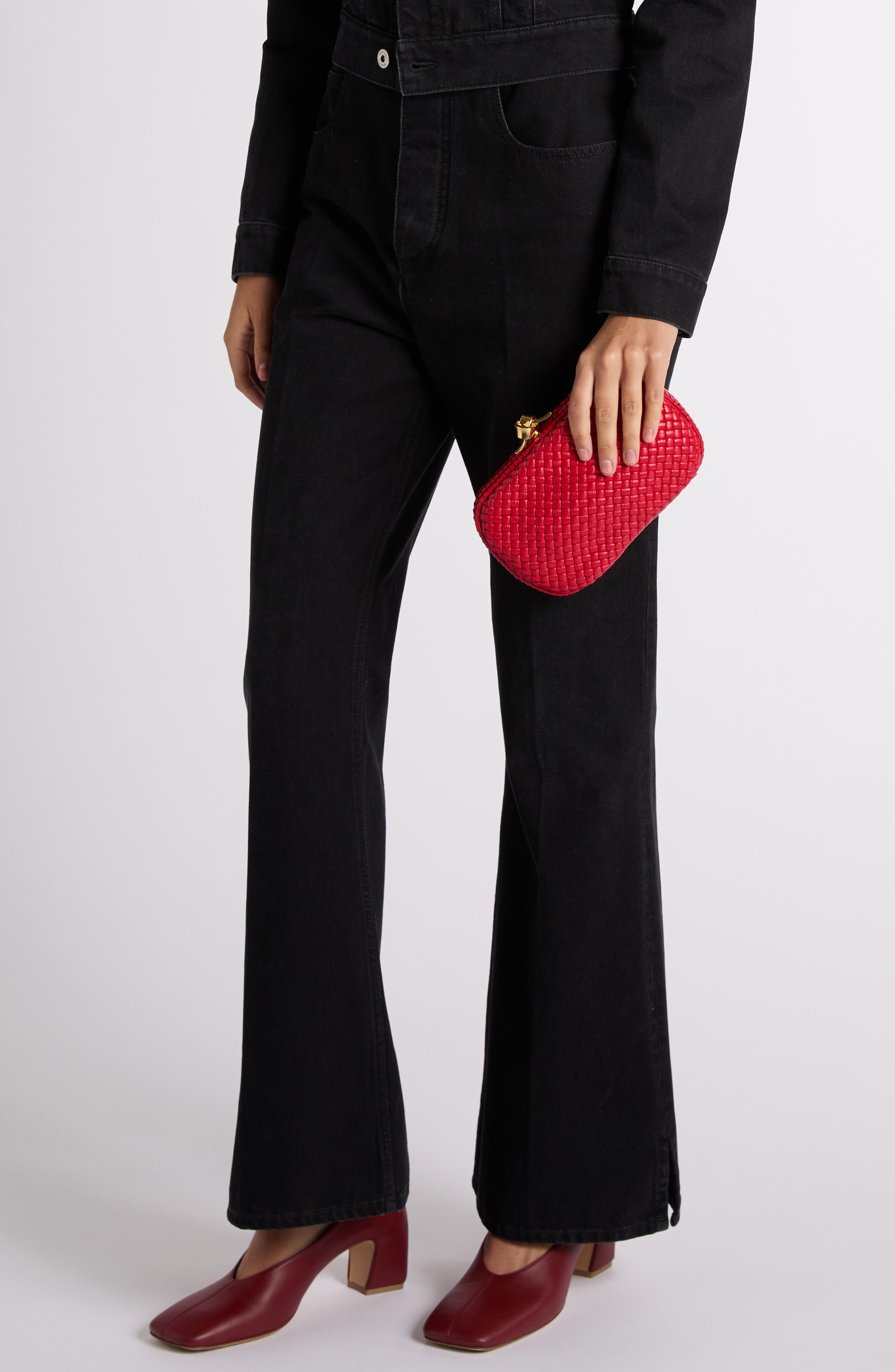 Intreccio Minaudière Clutch, Alternate, color, CARDINAL-BRASS V