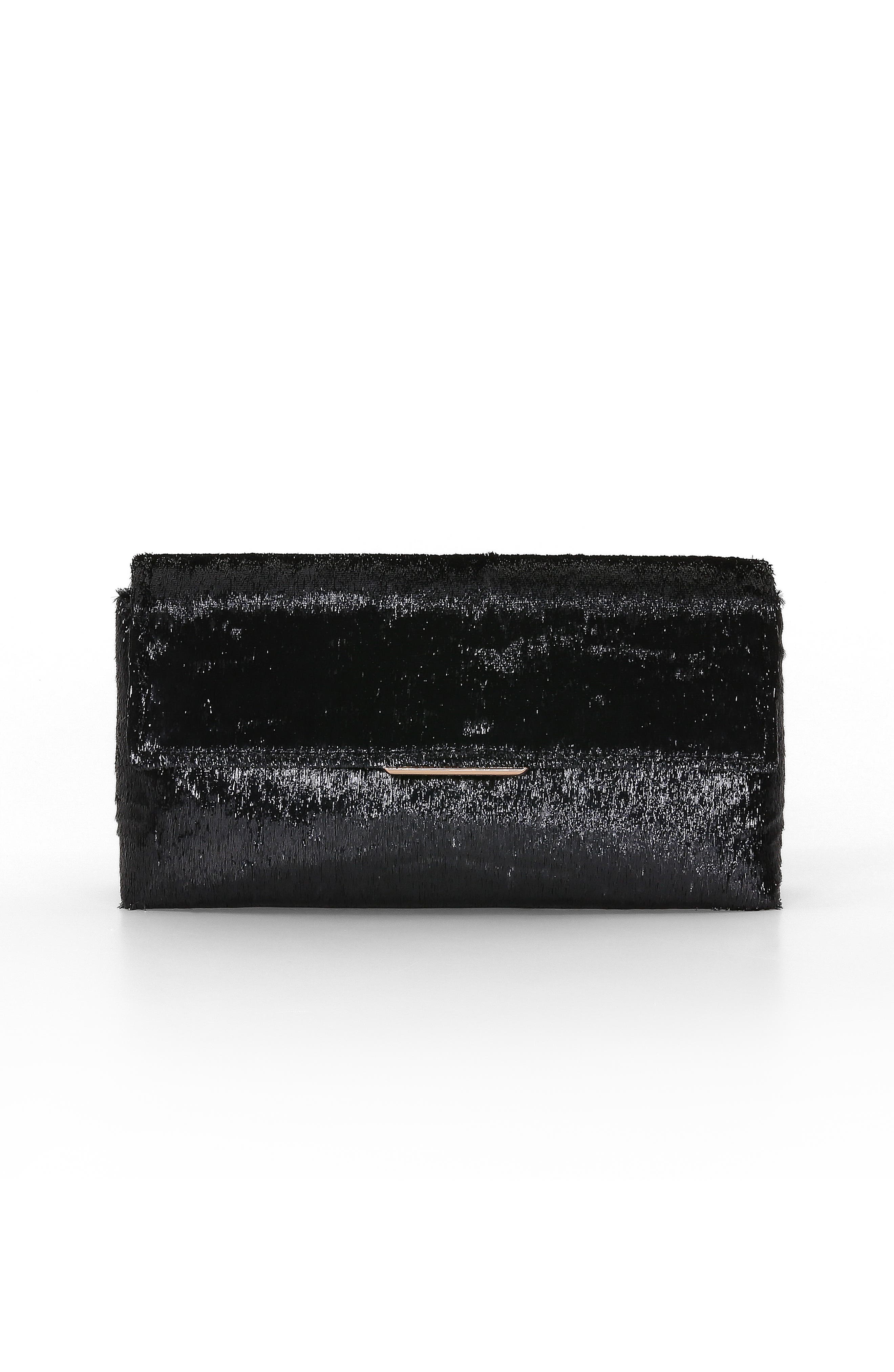 Jewel Badgley Mischka Angel Soft Faux Pony Hair Envelope Clutch, Main, color, Black