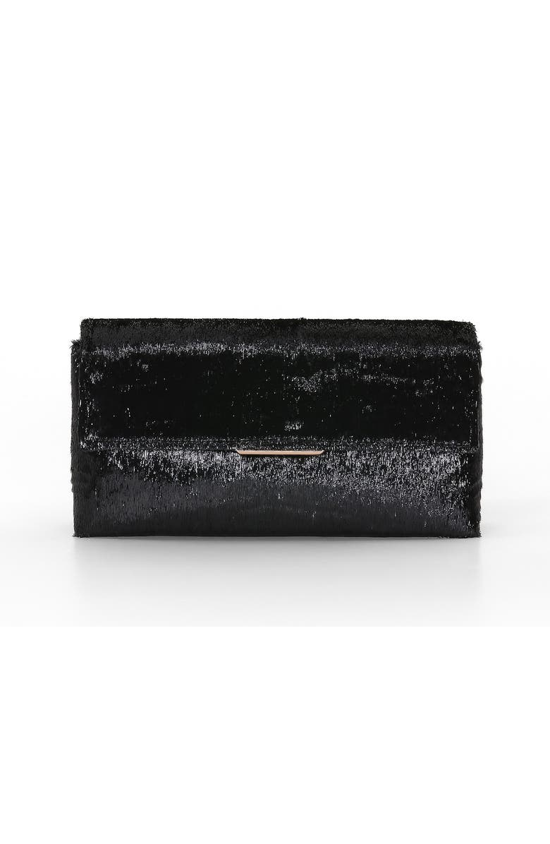 Jewel Badgley Mischka Angel Soft Faux Pony Hair Envelope Clutch, Main, color, Black
