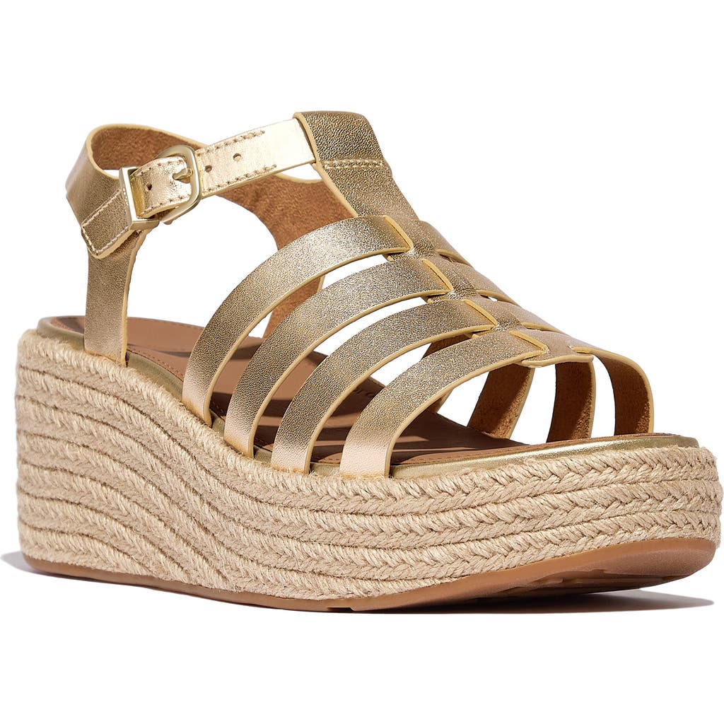 Fitflop Espadrille Platform Wedge Sandal In Platino