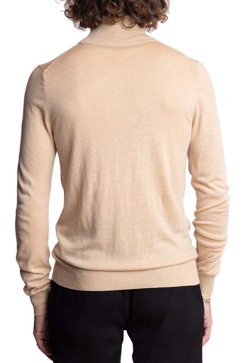Fine Gauge Turtleneck Sweater, Alternate, color, ALMOND