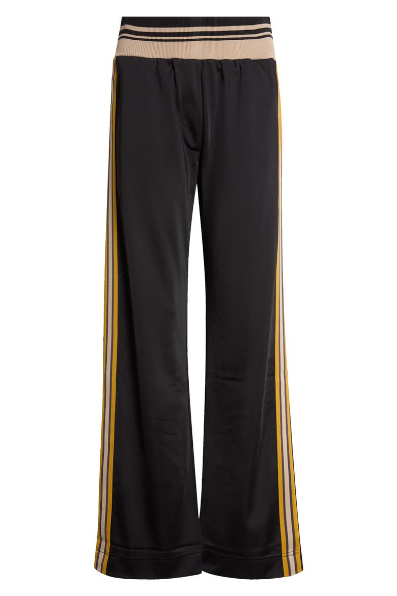 Huchisa Side Stripe Straight Leg Jersey Pants, Main, color, BLACK
