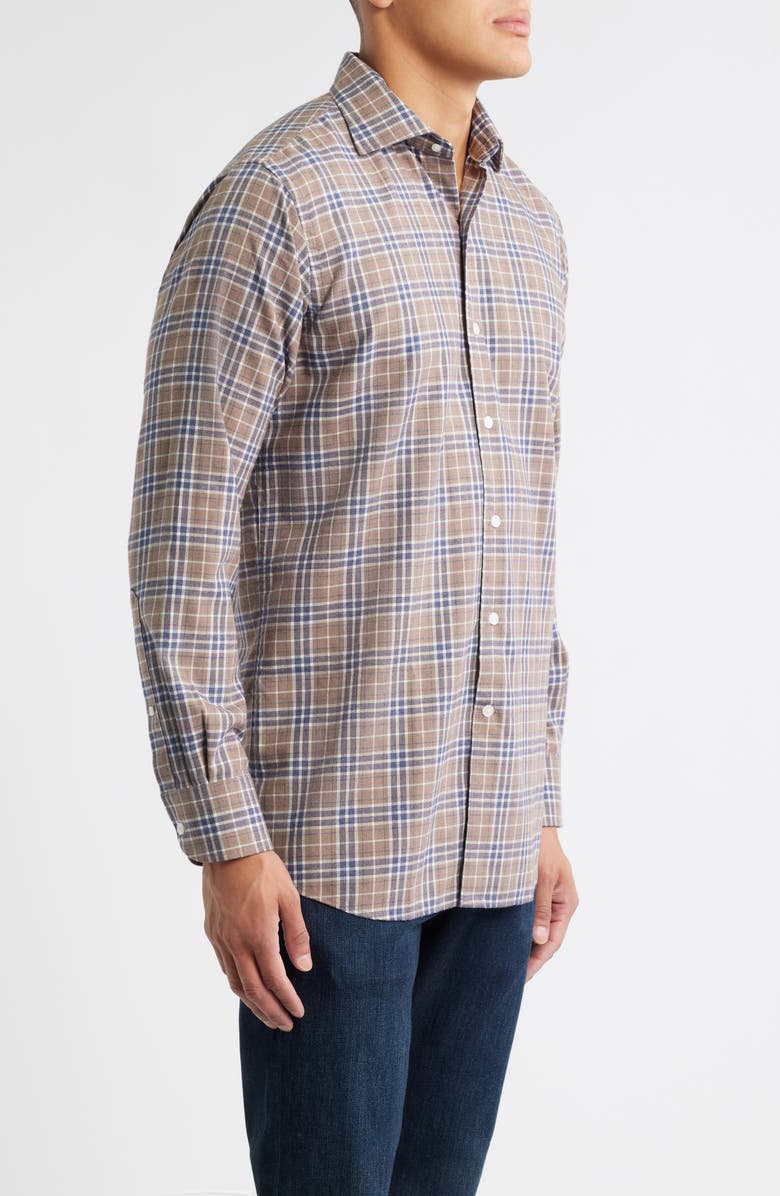 Peter Millar Big Bear Plaid Button-Up Flannel Shirt, Alternate, color, Poplar Brown