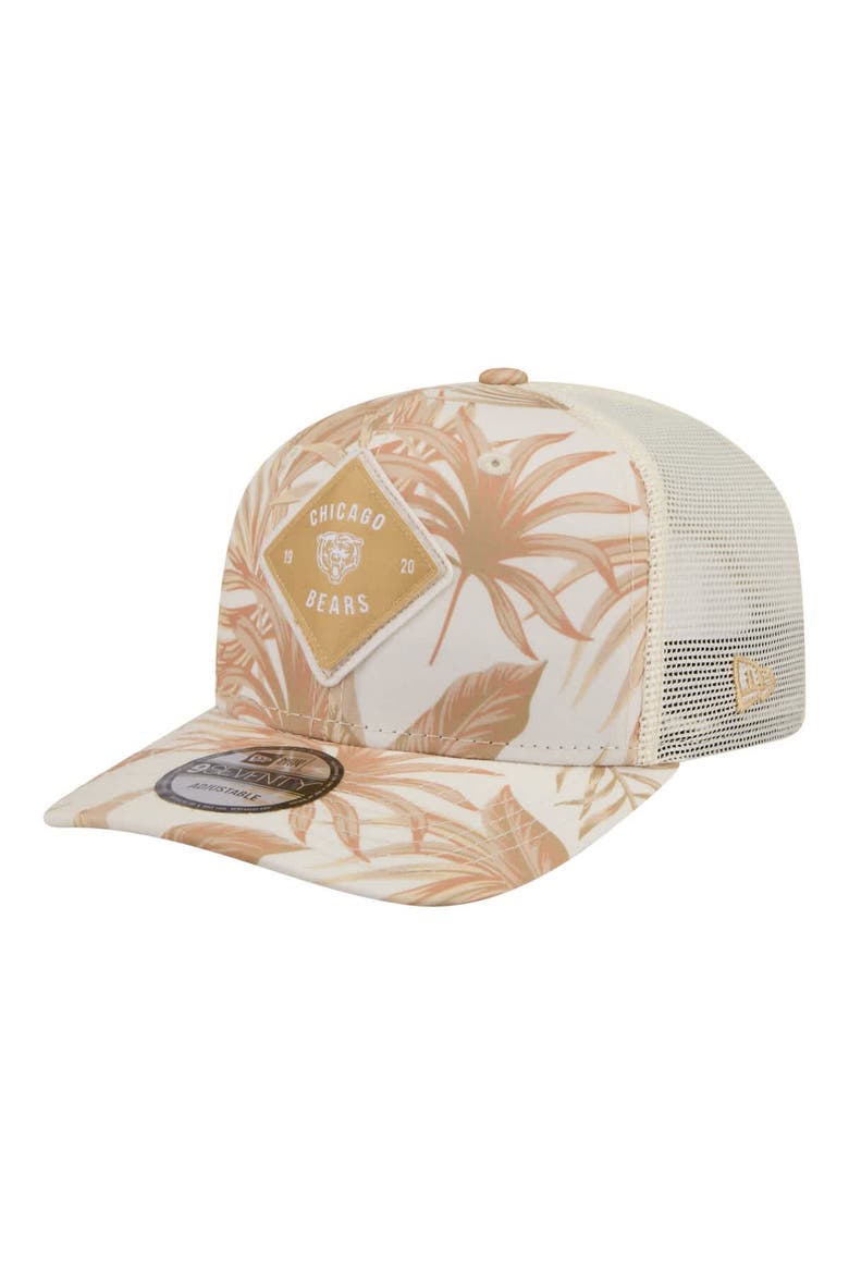 Men's New Era  Tan Chicago Bears Tonal Palm COOLERA 9SEVENTY Adjustable Trucker Hat, Main, color, Tan