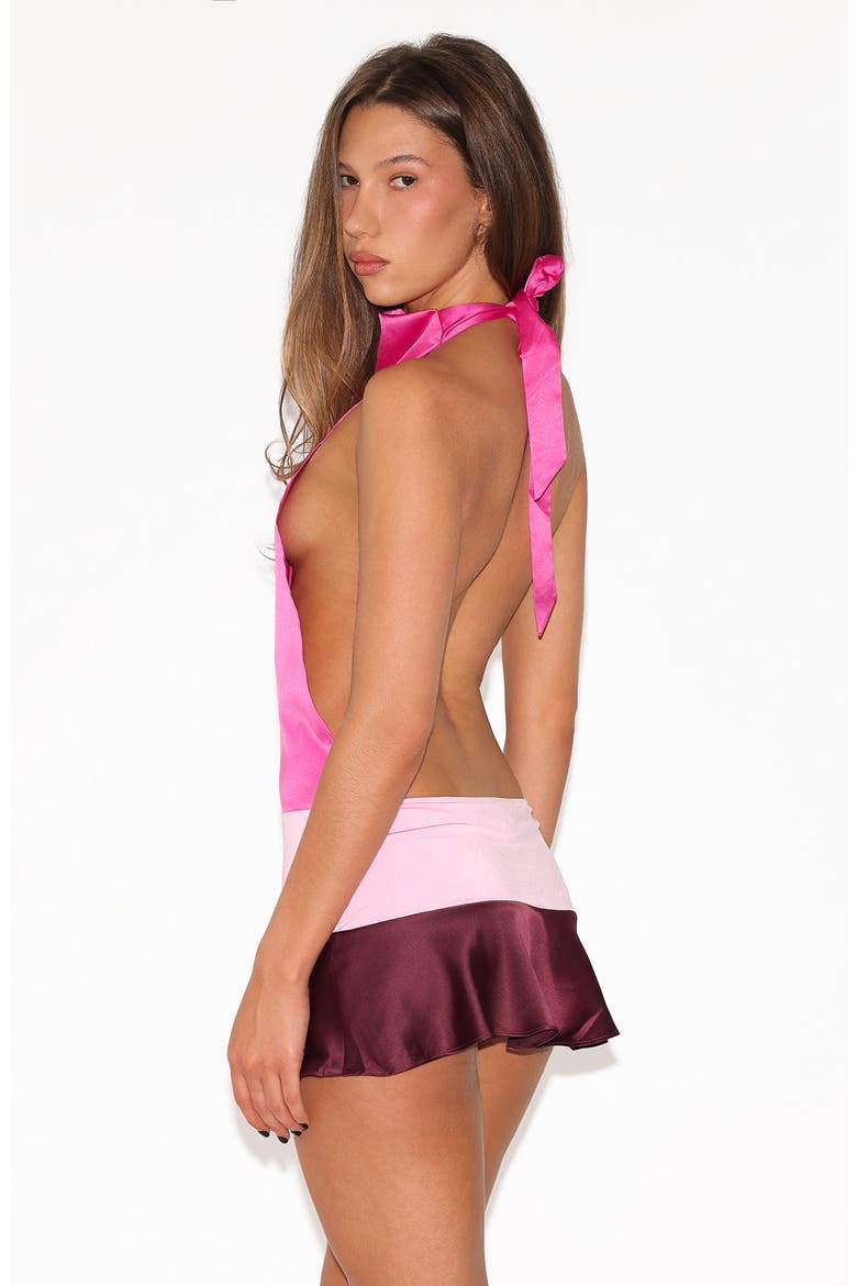Greta Halter Neck Colorblock Minidress, Alternate, color, BERRY COLOR BLOCK