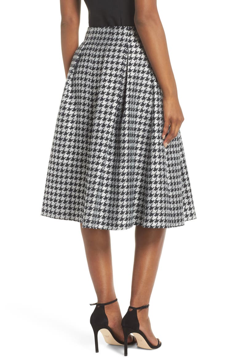 Houndstooth Pleated Skirt, Alternate, color, BLACK
