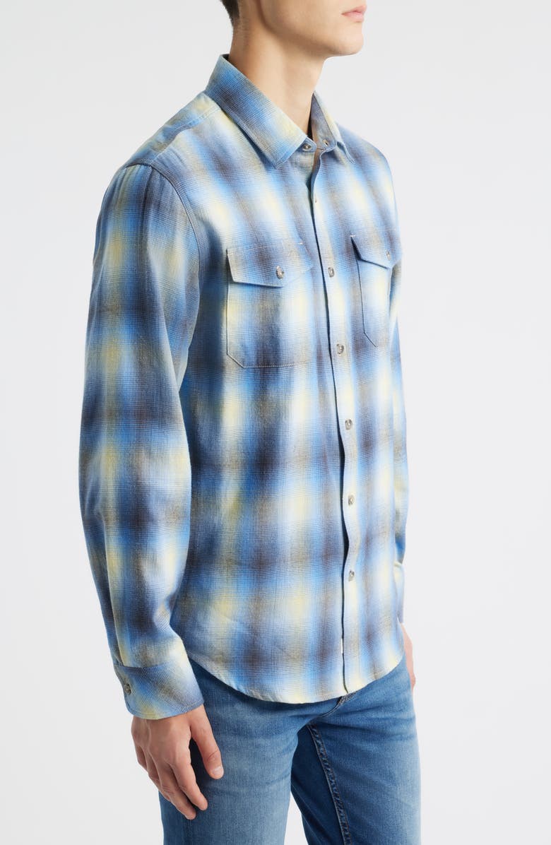 James Campbell Ranchero Trim Fit Plaid Cotton Button-Up Shirt, Alternate, color, Blue