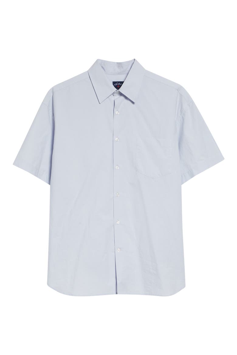 Oversize Short Sleeve Cotton Poplin Button-Up Shirt, Alternate, color, PERIWINKLE