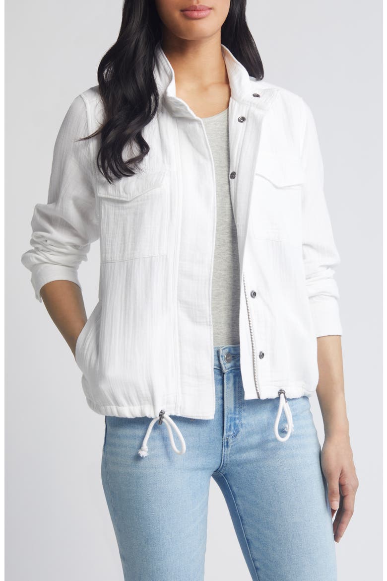 Cotton Gauze Utility Jacket, Main, color, WHITE