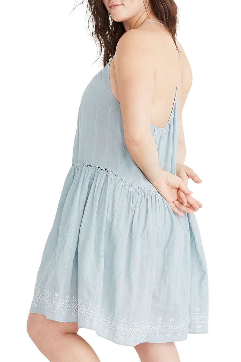 Embroidered Racerback Cover-Up Dress, Alternate, color, BLUE HORIZON