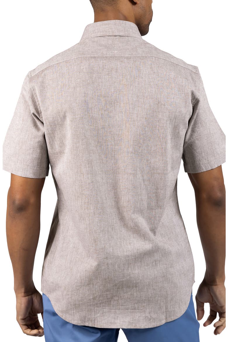 Mélange Linen Blend Button-Up Shirt, Alternate, color, MOCHA