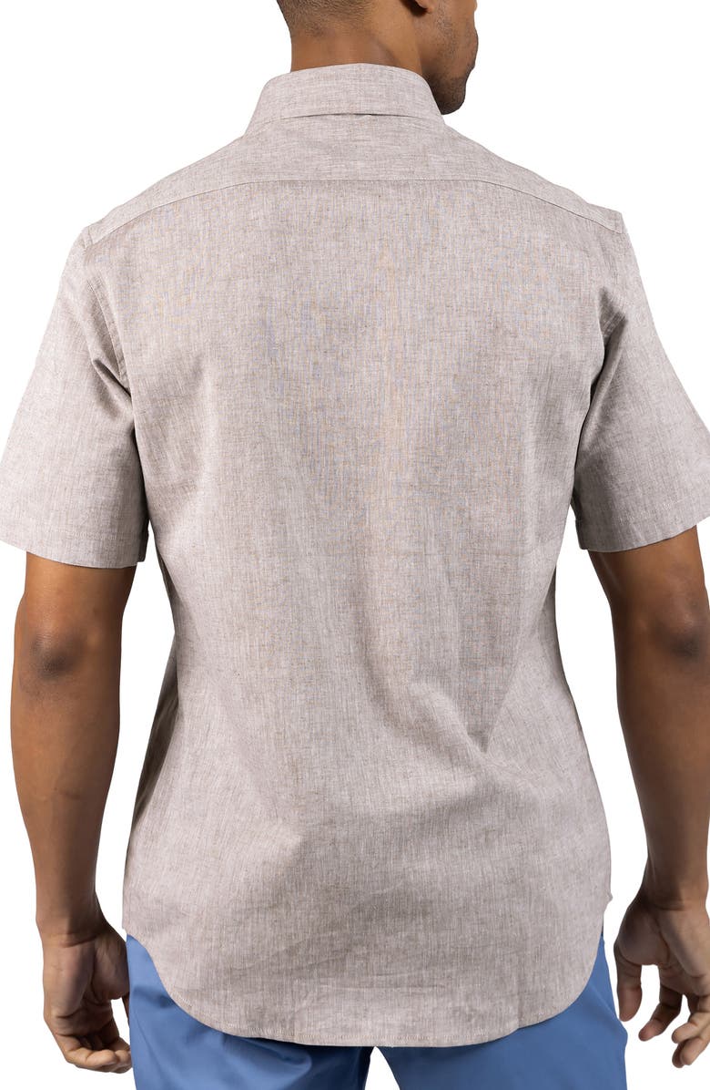 TailorByrd Mélange Linen Blend Button-Up Shirt, Alternate, color, Mocha