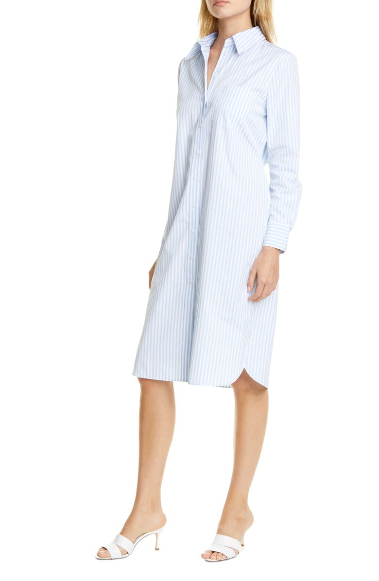 Judith & Charles Stripe Long Sleeve Cotton Poplin Shirtdress, Main, color, 