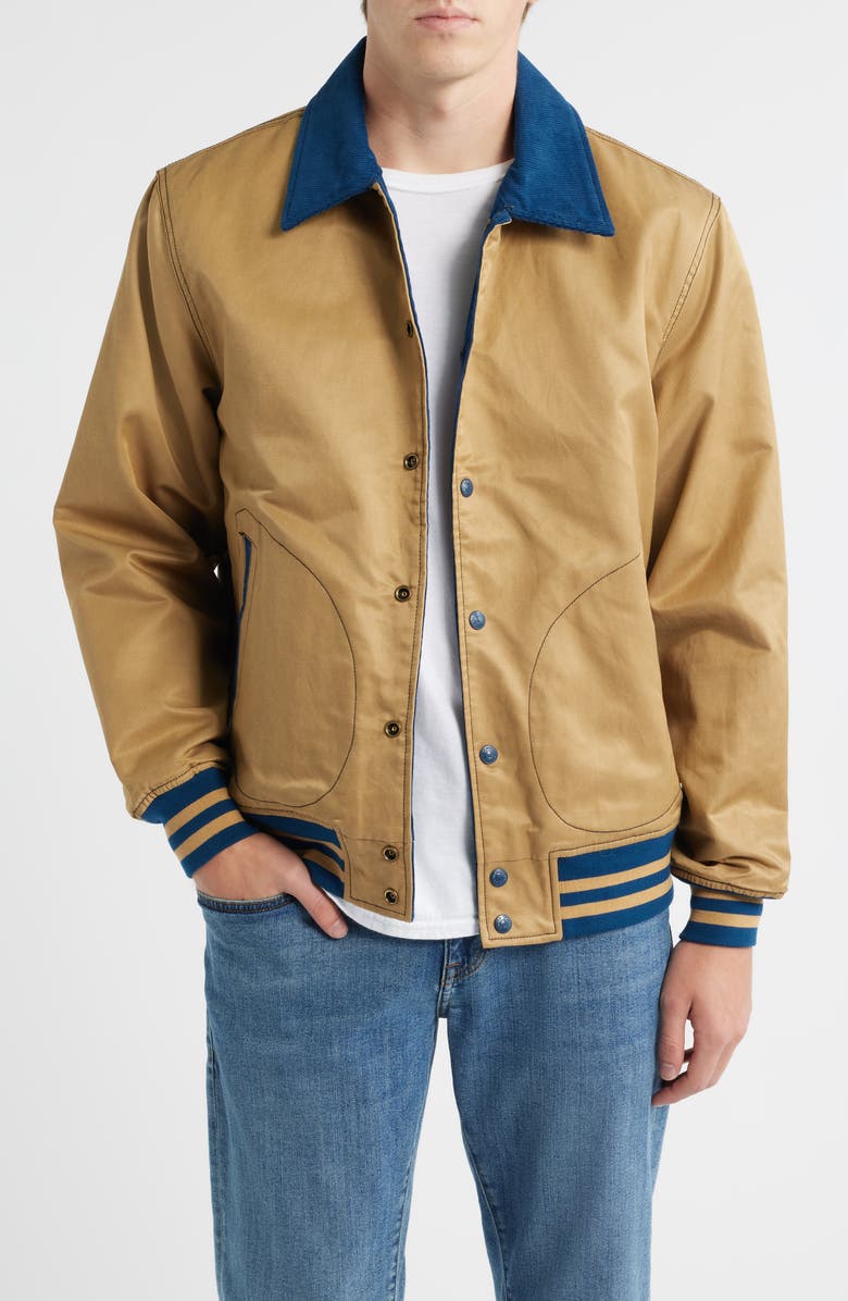 Schott NYC Reversible 'Baseball' Jacket, Main, color, Khaki