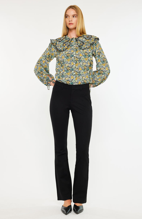 Kancan Ally Mid Rise Ponte Bootcut Pants In Black