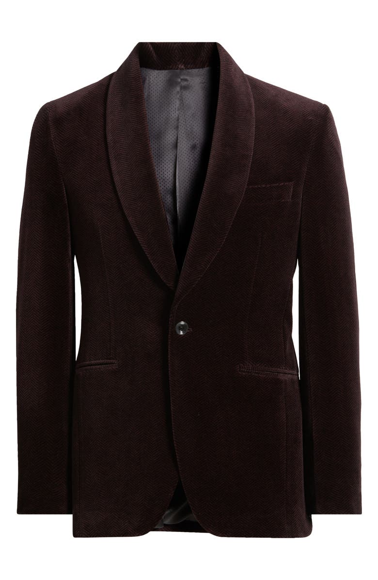 Jack Victor Harley Shawl Collar Cotton Herringbone Dinner Jacket, Main, color, Burgundy