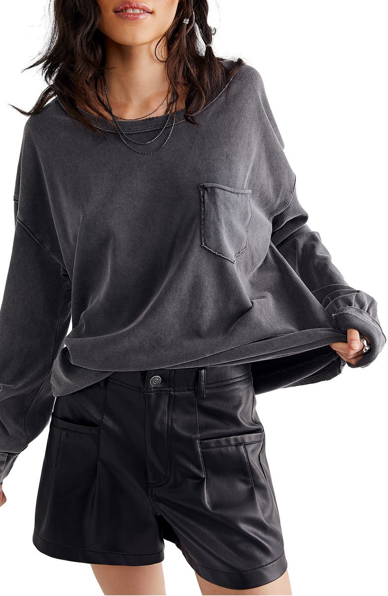 Free People Fade Into You Knit Top, Main, color, Washed Black