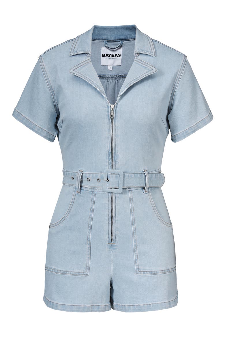 Denim Romper, Alternate, color, LIGHT BLUE