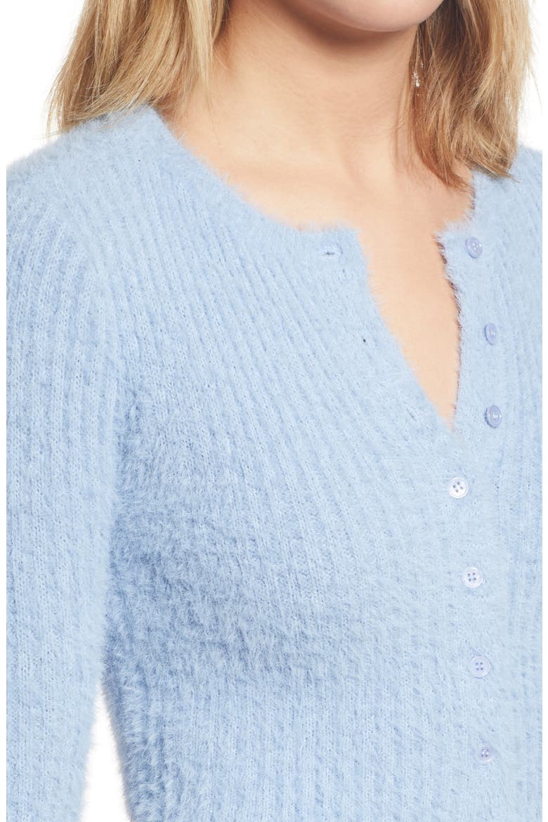 Fuzzy Crop Cardigan, Alternate, color, BLUE FOREVER