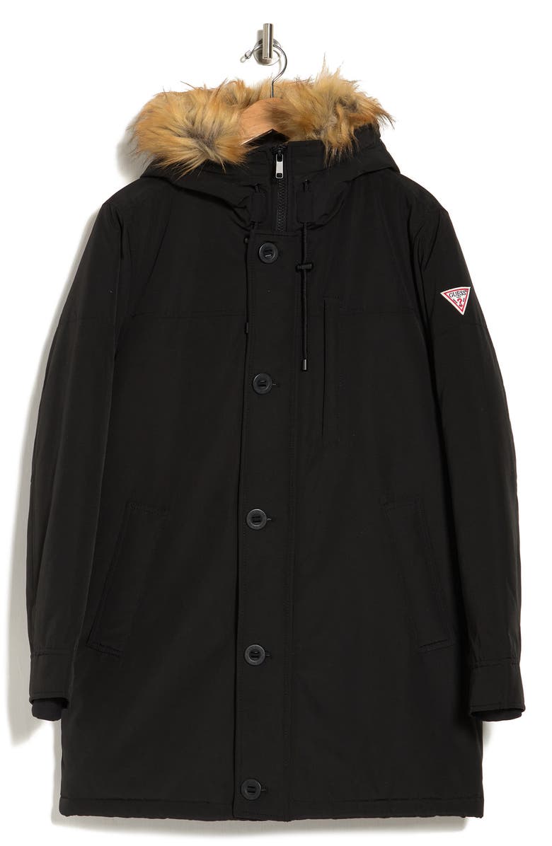 GUESS Faux Fur Trim Hooded Parka Jacket, Alternate, color,