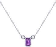 LuvMyJewelry La Vie Emerald Cut Amethyst & Diamond Pendant Necklace - 0.23ct.