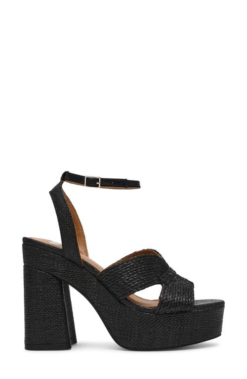Dolce Vita Dv By Waylan Raffia Platform Ankle Strap Sandal In Black