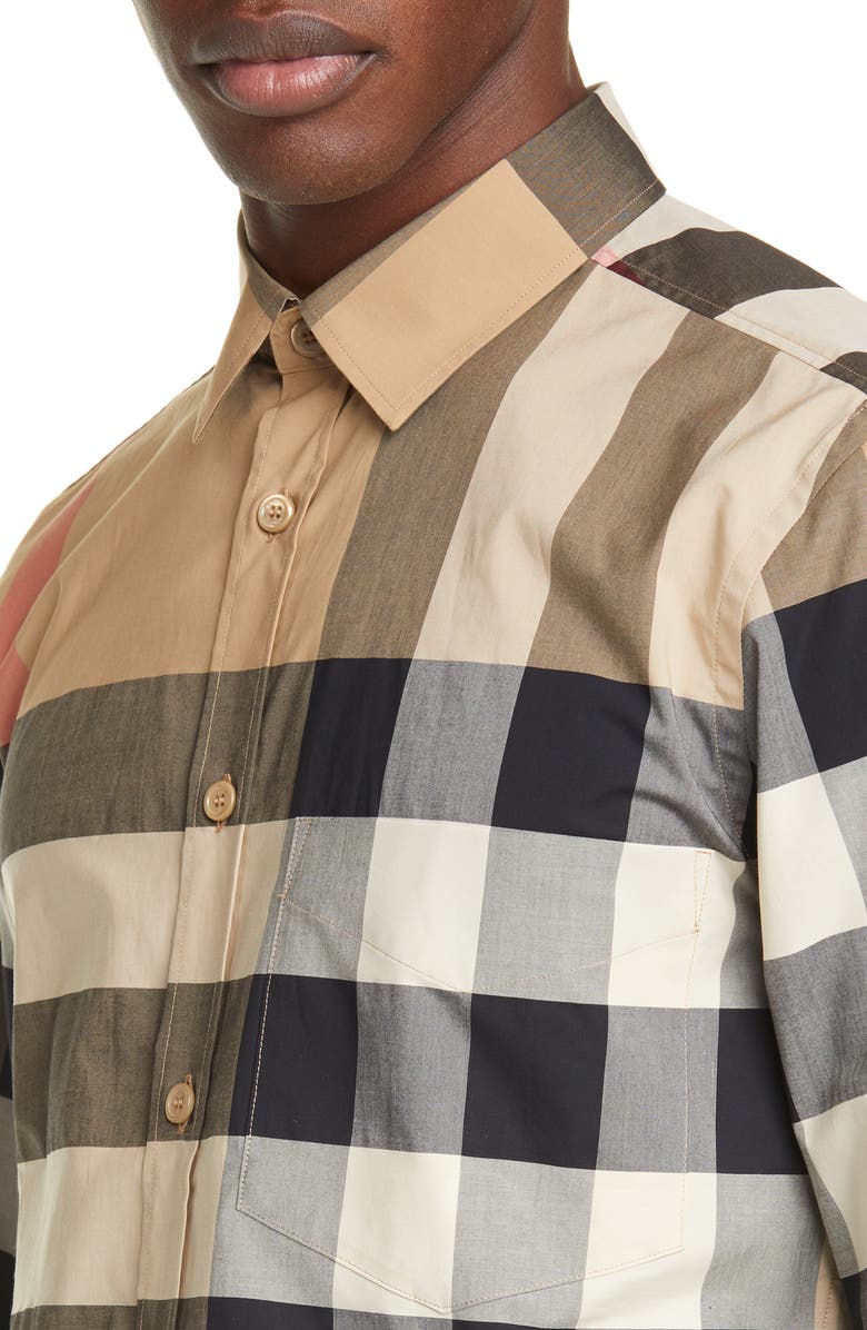 Burberry Somerton Check Button-Up Shirt, Alternate, color, 