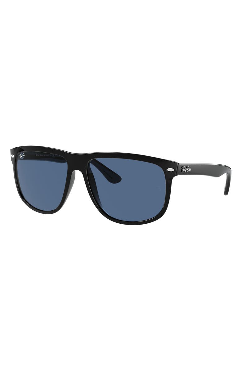 Ray-Ban Boyfriend 60mm Flat Top Sunglasses, Alternate, color, Black/ Dark Blue