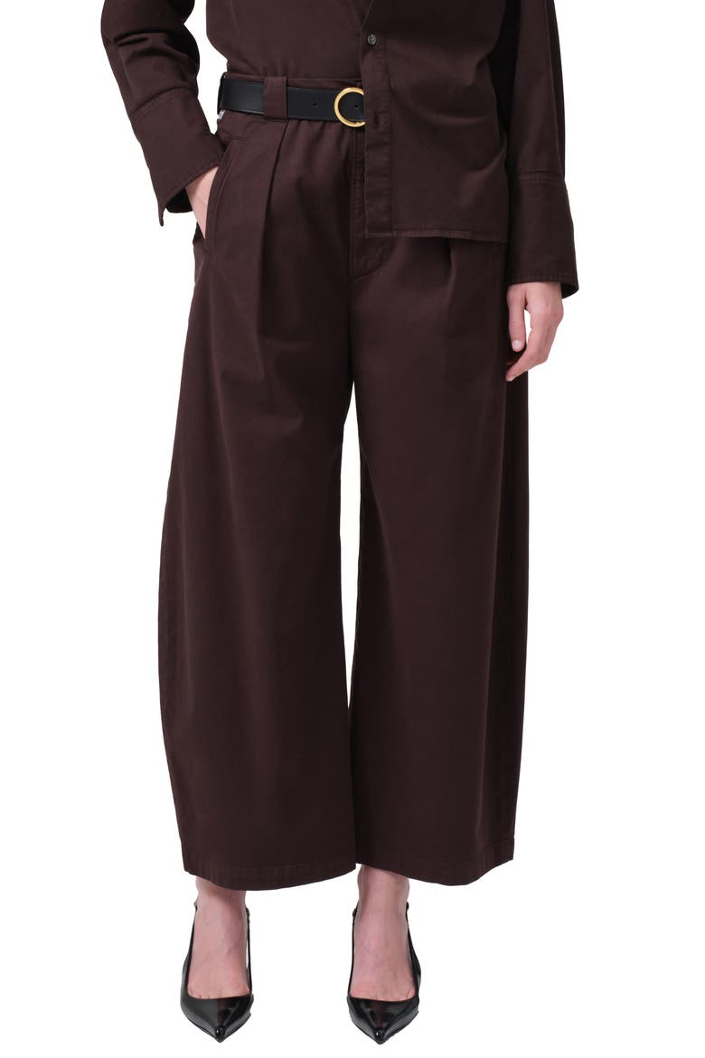 Cara Pleated High Waist Crop Pants, Main, color, CLOVE