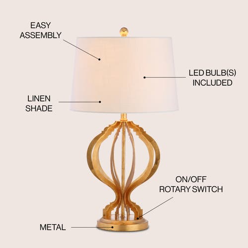 Jonathan Y Sebastian 28.5" Metal Trellis Led Table Lamp In Gold Leaf
