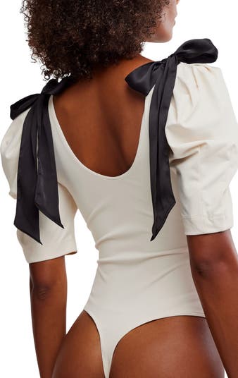 What a Girl Wants Bow Puff Sleeve Bodysuit