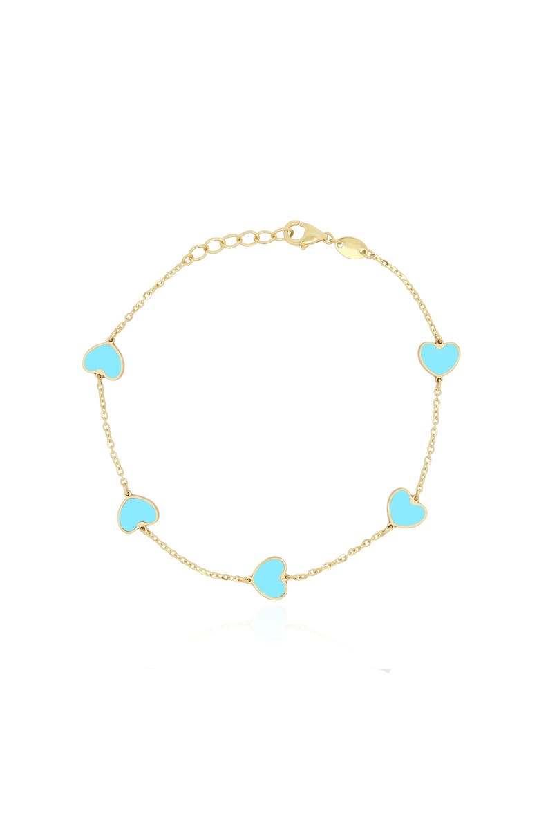 The Lovery Fine Jewelry Turquoise Heart Station Bracelet, Main, color, Turquoise