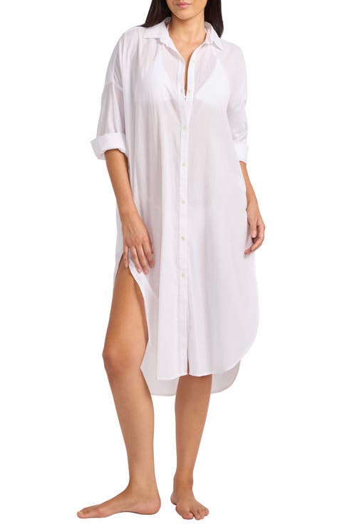 Cotton Voile Shirtdress Cover-Up