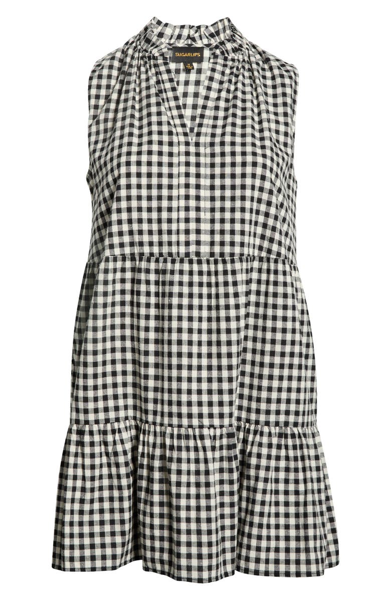 SUGARLIPS Plaid Gemmely Sleeveless Cotton Minidress, Alternate, color, Black-Multi