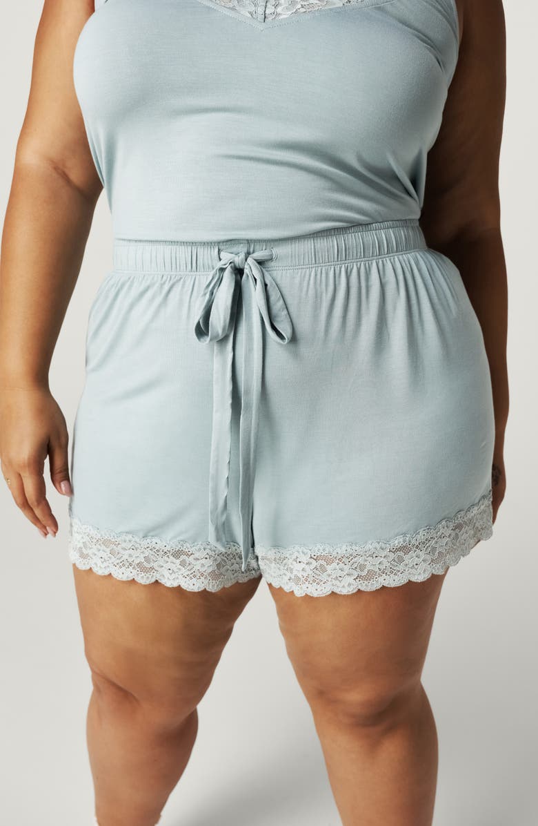 Posh Peanut Lace Pajama Shorts, Alternate, color, Shadow Green