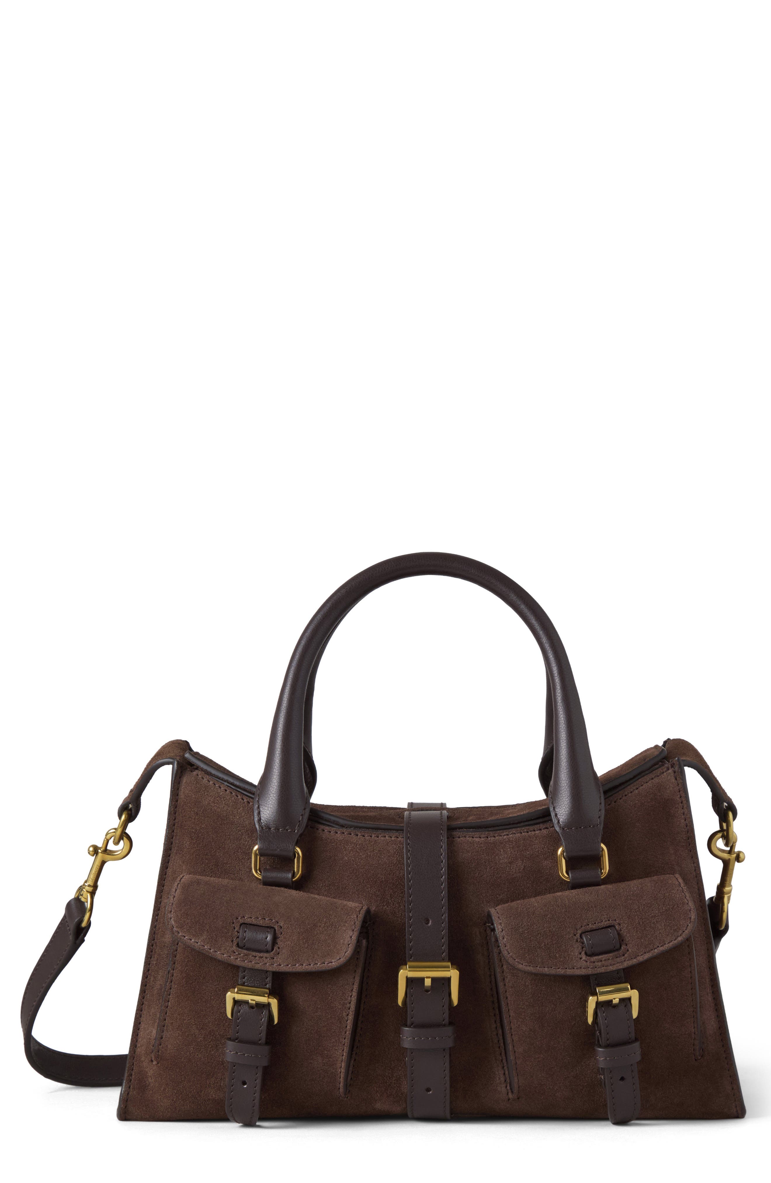 Mulberry Small Roxanne Suede Crossbody Bag, Main, color, Chocolate